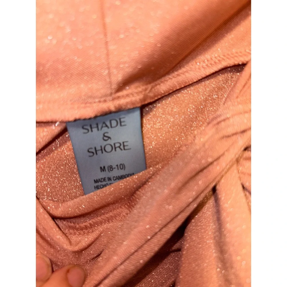 Shade & Shore Metallic‎ Peach Pink Twist Front Swim Sarong Cover Up Skirt Medium